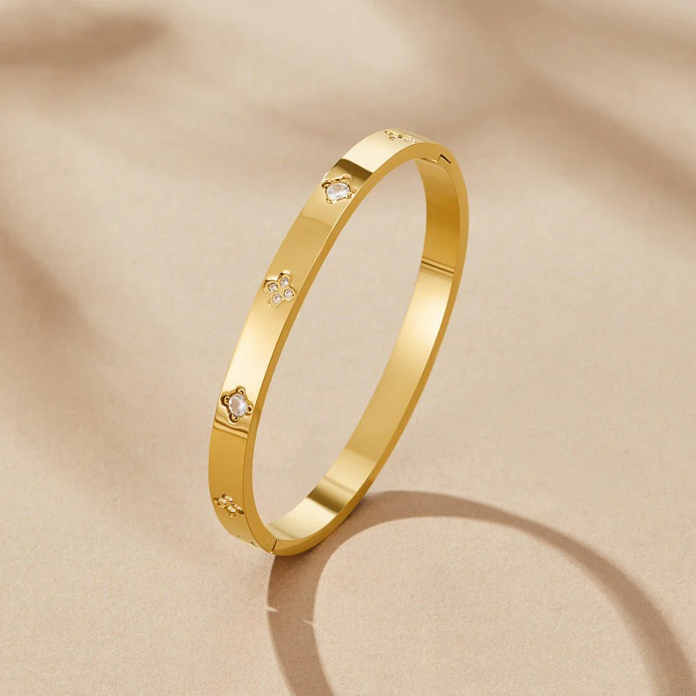 Gold Clover Bangle - Image 6