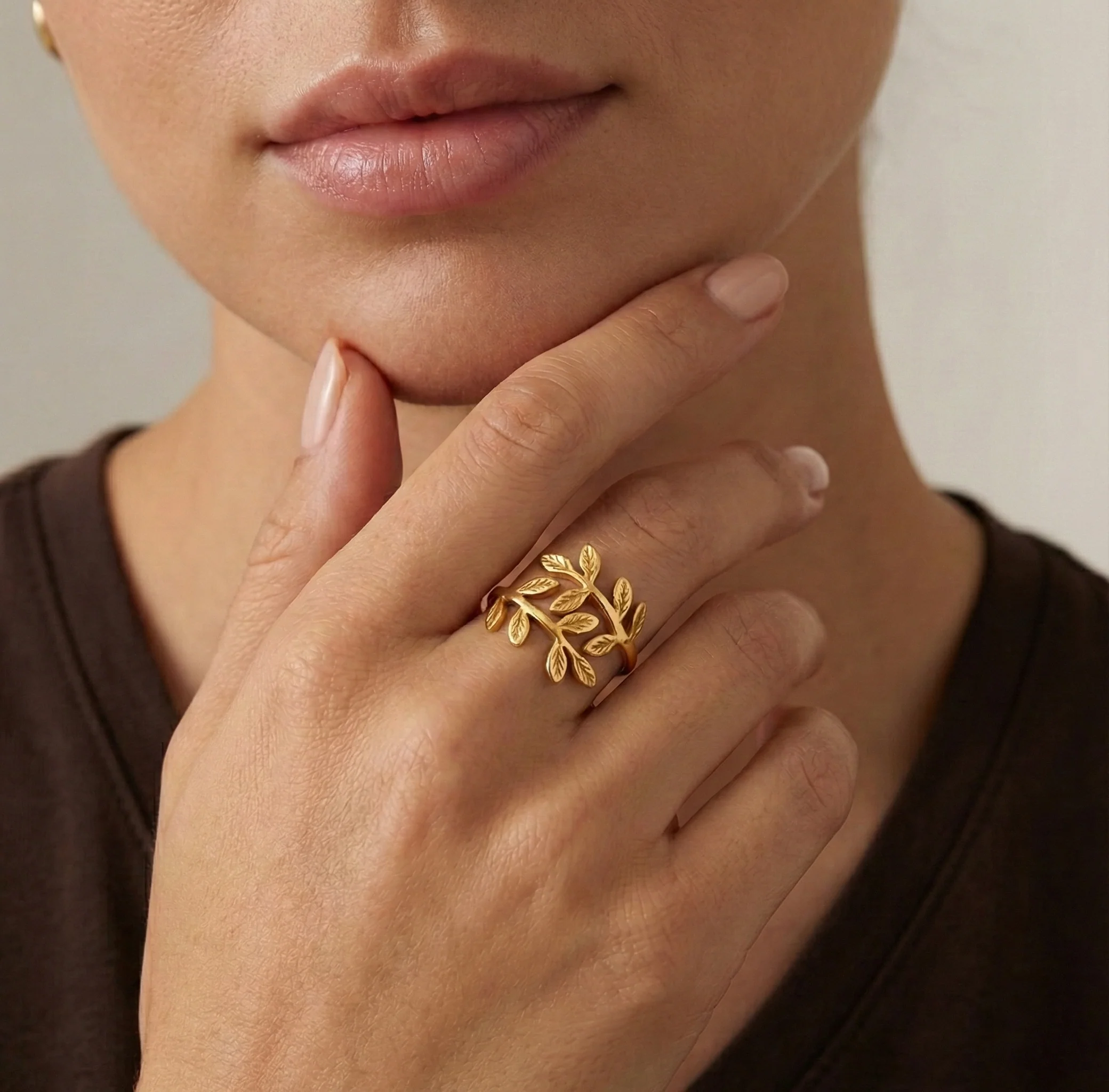 Qamar Palestine Olive Leaf Ring - Image 4