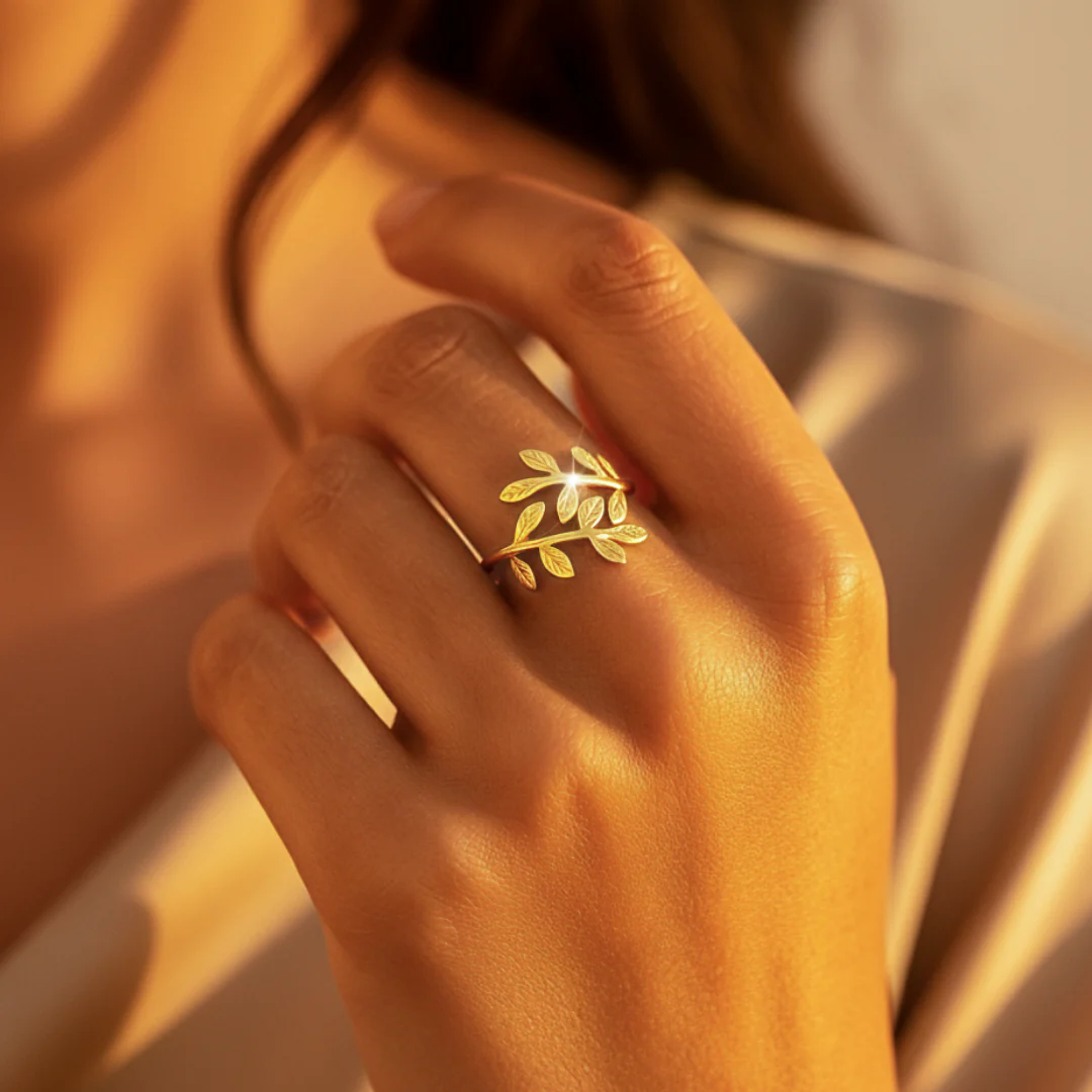 Qamar Palestine Olive Leaf Ring - Image 5