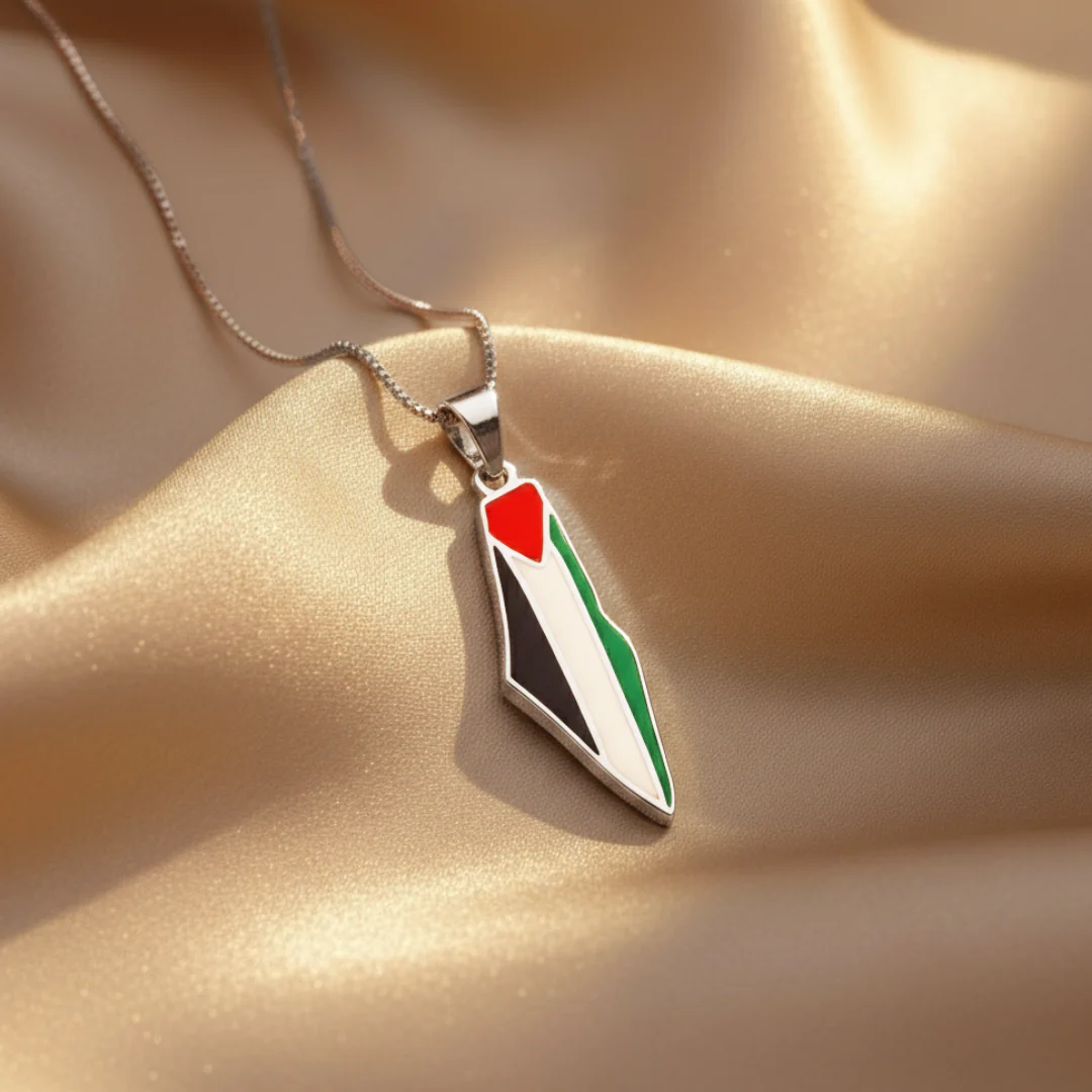 Qamar Palestine Pride Map Necklace - Image 3