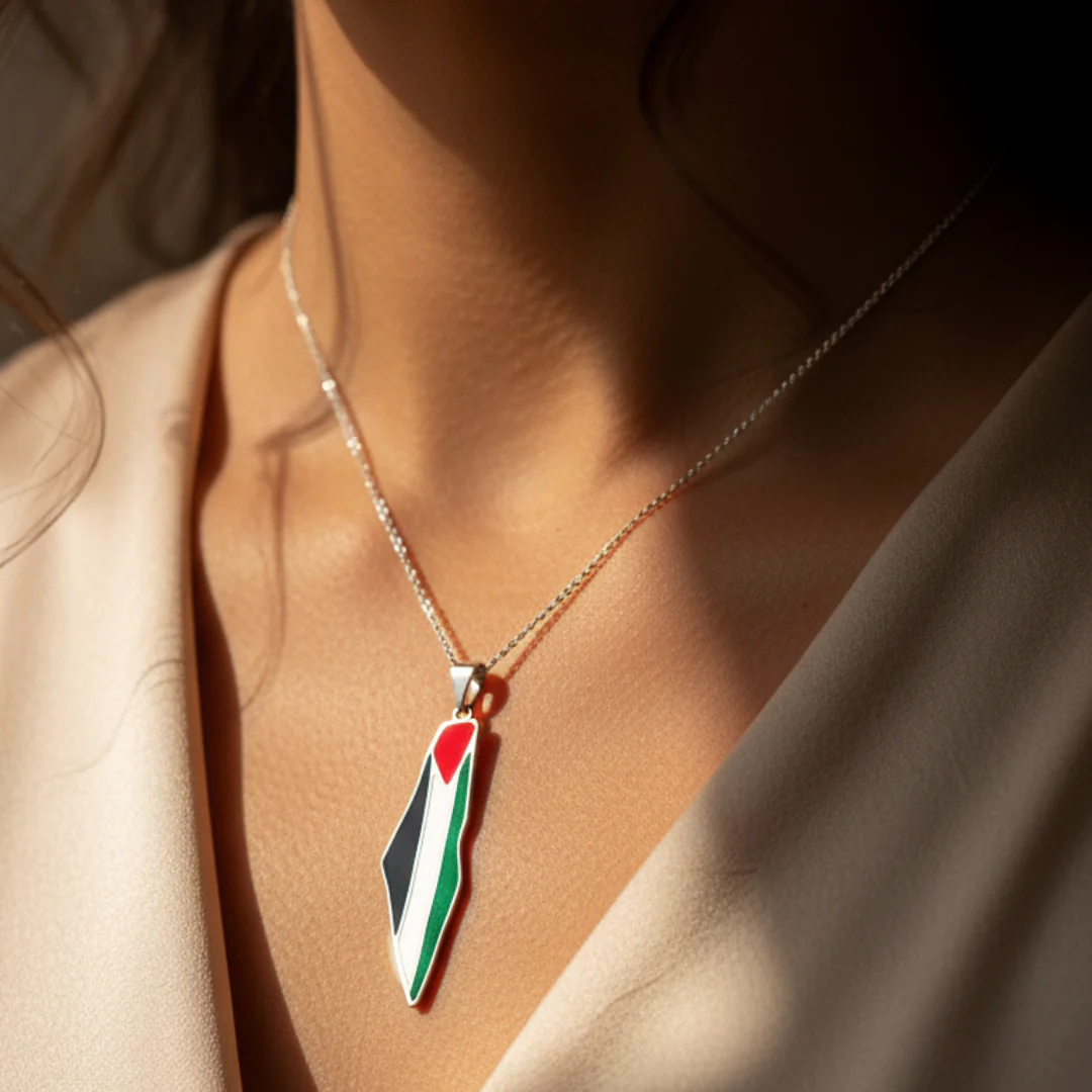Qamar Palestine Pride Map Necklace - Image 4