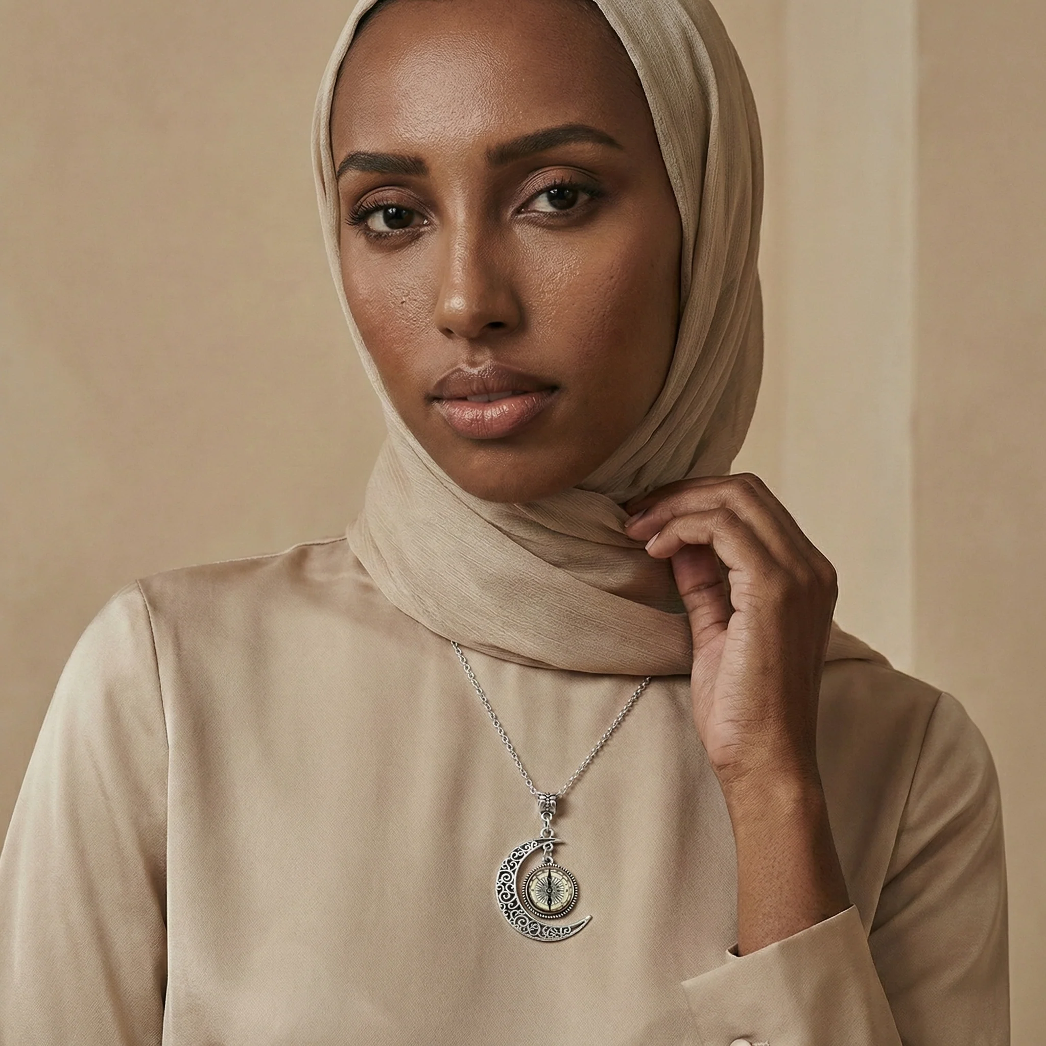 Qamar Noor Crescent Necklace - Image 5